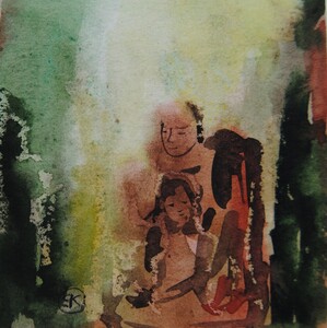 Tableau Aquarelle 10x10cm � N&deg;70AQ