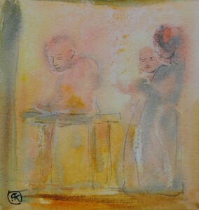 Tableau Aquarelle 10x10cm � N&deg;72AQ