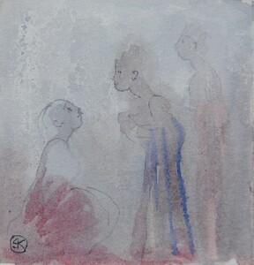 Tableau Aquarelle 10x10cm � N&deg;75AQ