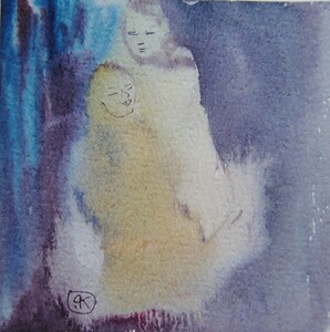 Tableau Aquarelle 10x10cm � N&deg;86AQ