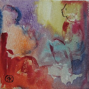 Tableau Aquarelle 10x10cm � N&deg;87AQ