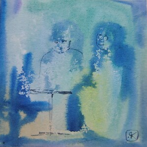 Tableau Aquarelle 10x10cm � N&deg;96AQ