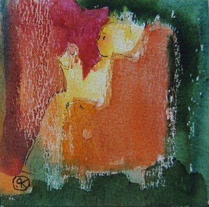 Tableau Aquarelle 10x10cm � N&deg;99AQ