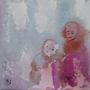 Tableau Aquarelle 10x10cm � N&deg;109AQ