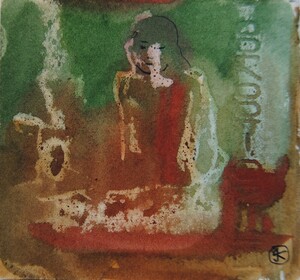 Tableau Aquarelle 10x10cm � N&deg;112AQ