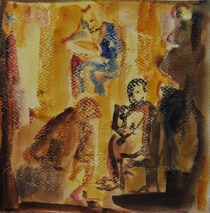 Tableau Aquarelle 20x20cm � N&deg;19AQ