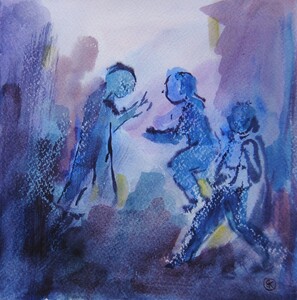 Tableau Aquarelle 20x20cm � N&deg;34AQ