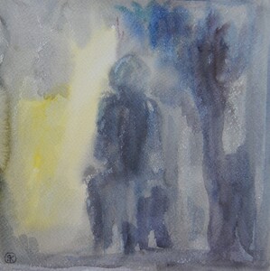 Tableau Aquarelle 20x20cm � N&deg;37AQ