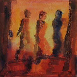 Tableau Aquarelle 20x20cm � N&deg;45AQ