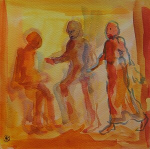 Tableau Aquarelle 20x20cm � N&deg;46AQ