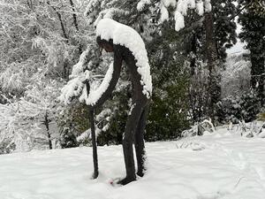 Sculpture B&eacute;ton patin&eacute; - Homme baton - 2m80